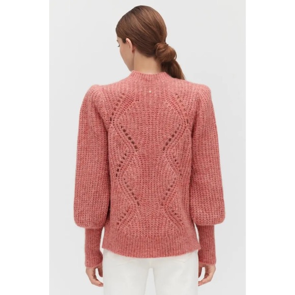 NWT Cuyana Alpaca Wool Balloon Sleeve Sweater in Passion Fruit Pink - Picture 3 of 9